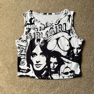 Cropped pop art tank top NWOT